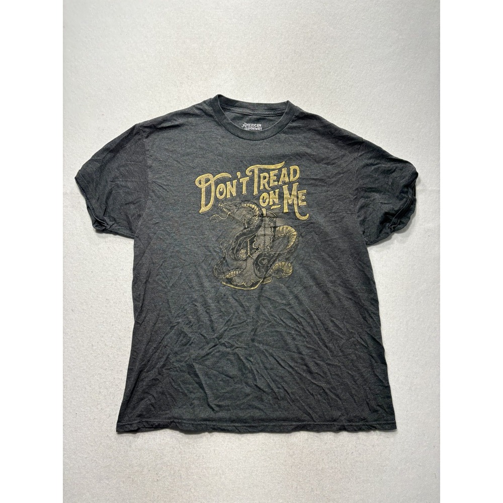 American Highway Shirt Mens XL Gray Don't Tread On Me Graphic Tee Patriotic